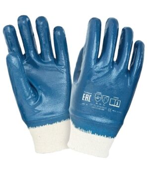 Перчатка Х/Б с нитриловым ПОЛНЫМ обливом. Маслобензостойкая. Манжет ТРИКОТАЖ.
