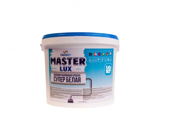 Краска водоэмульсионная FAVORIT MASTER LUX супер моющаяся для внутренних работ 10 кг