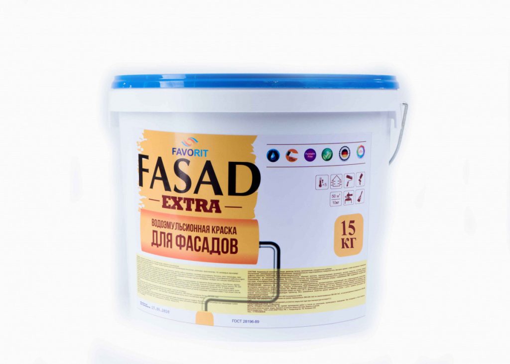 Краска водоэмульсионная FAVORIT фасадная EXTRA для наружных работ 15 кг