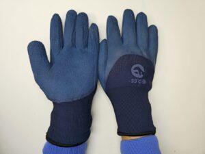 Акриловая зимняя перчатка с мехом текстурная темно-синяя -30